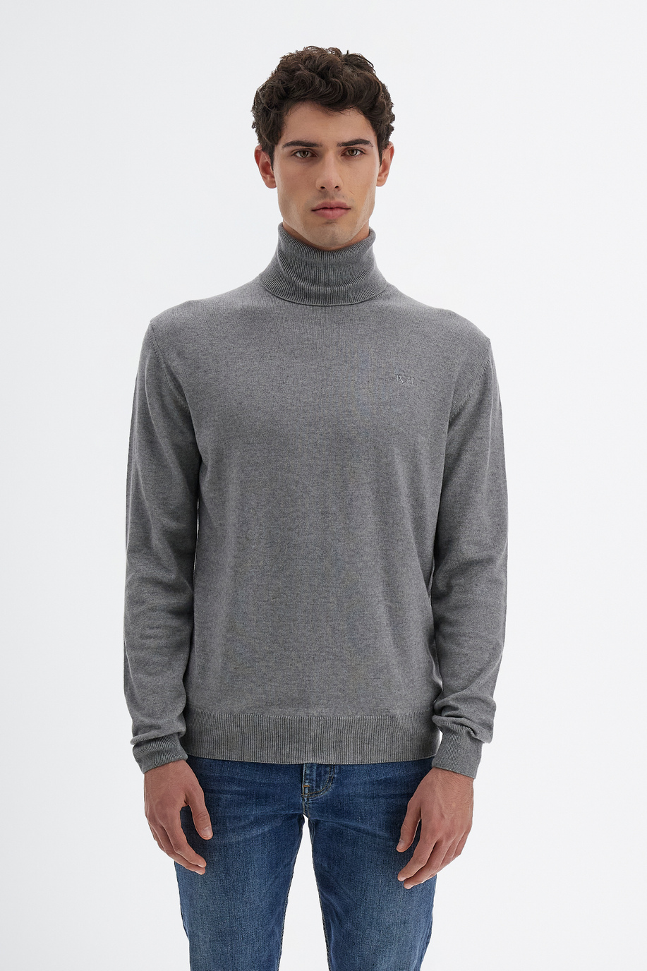 Men’s sweater with long sleeves high neck in cotton and wool blend regular fit - Knitwear | La Martina - Official Online Shop