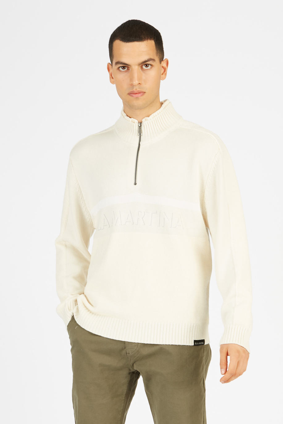 Chandail en tricot pour hommes avec manches longues en coton et laine - Pulls | La Martina - Official Online Shop