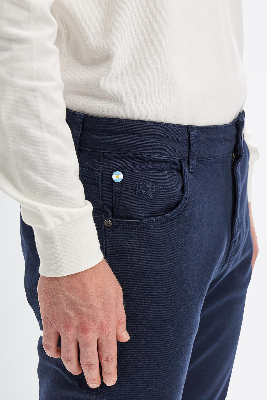Men’s trousers in stretch cotton regular fit chino model - Trousers | La Martina - Official Online Shop