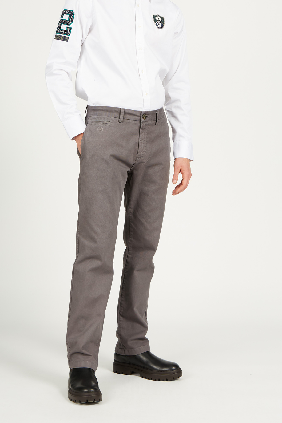Pantalon pour homme en coton modèle chino regular fit - Trousers | La Martina - Official Online Shop