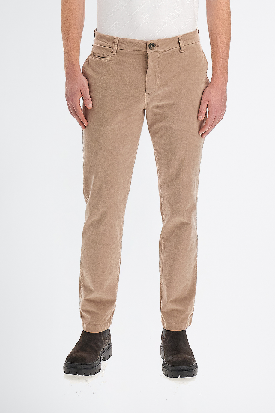 Pantalon régulier 5 poches en velours côtelé pour hommes - Pantalons | La Martina - Official Online Shop
