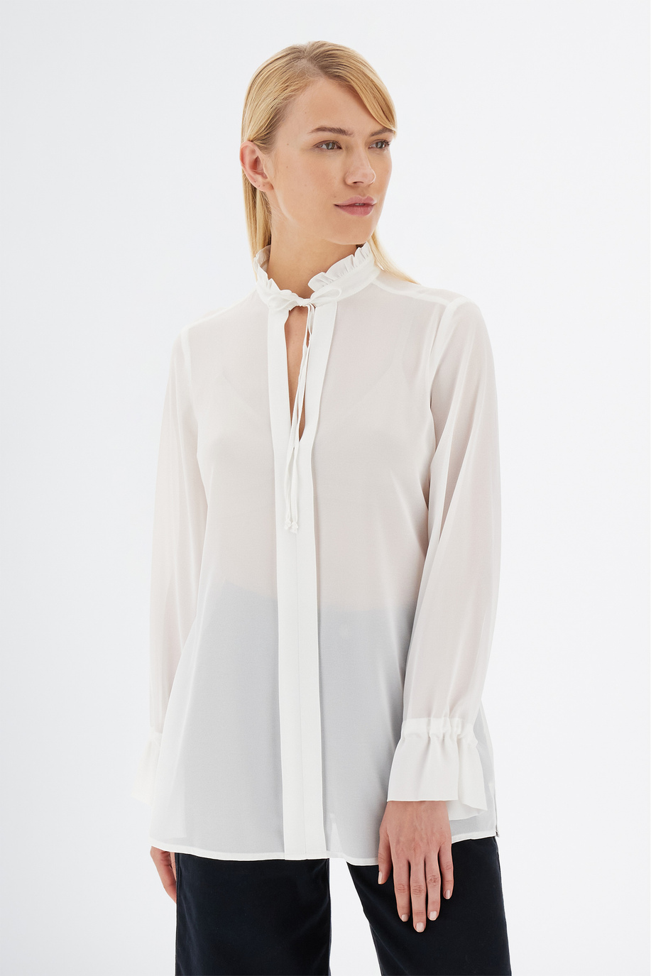 Women’s shirt Argentina fabric georgette regular fit long sleeves - Women | La Martina - Official Online Shop