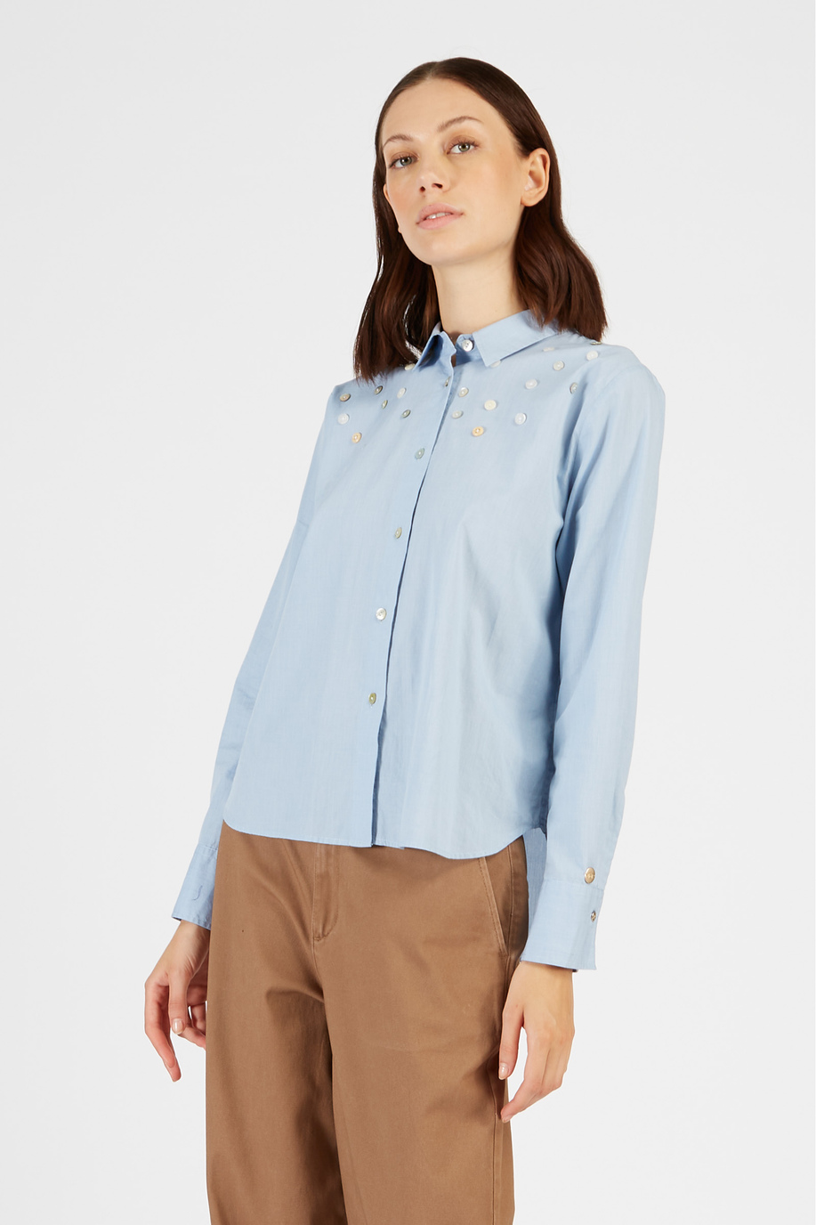 Chemise en coton à manches longues pour femme - Looks professionnels Femme | La Martina - Official Online Shop