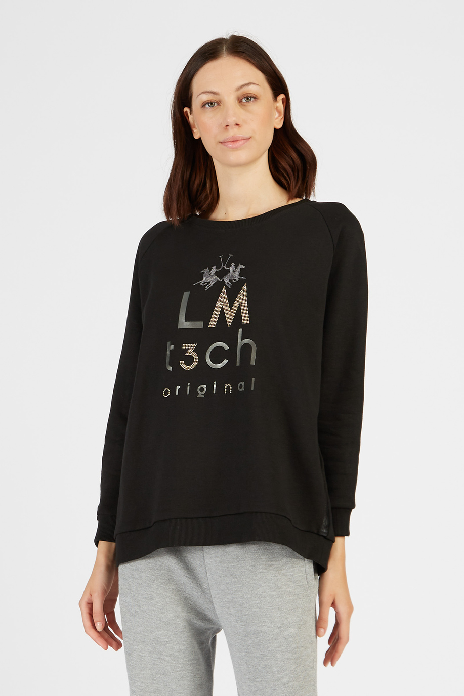 Damen-Sweatshirt mit Rundhalsausschnitt Jet Set aus Baumwoll-Mix - Travel wear Frauen | La Martina - Official Online Shop