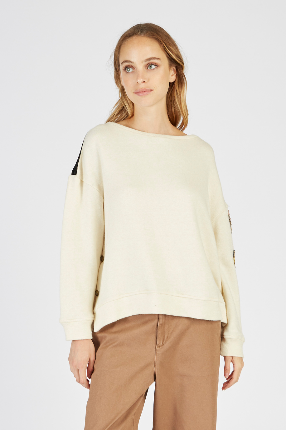 Damen-Sweatshirt mit hohem Kragen und langen Ärmeln | La Martina - Official Online Shop