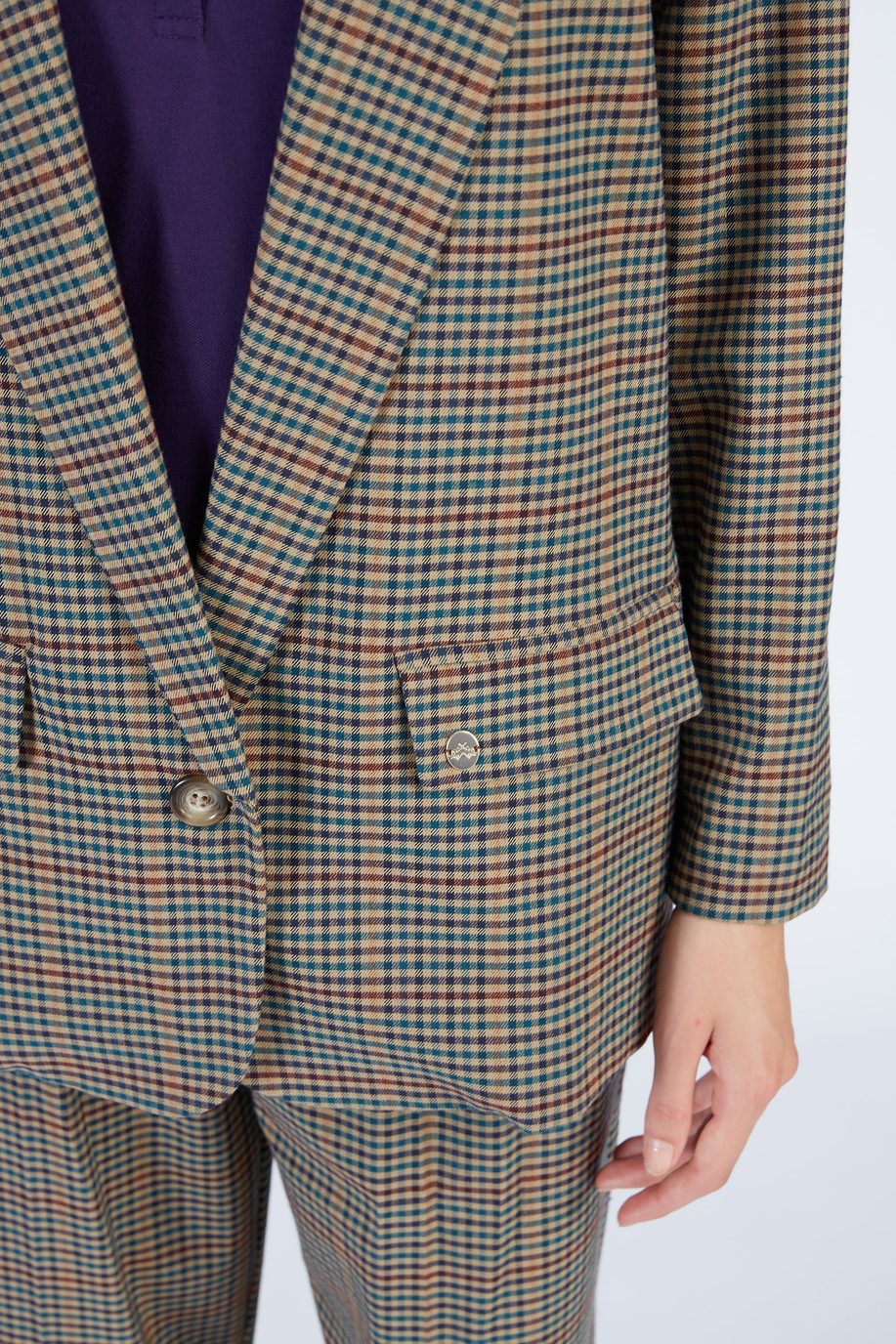 Women’s single-breasted twill jacquard blazer with pockets in regular fit - Outerwear | La Martina - Official Online Shop