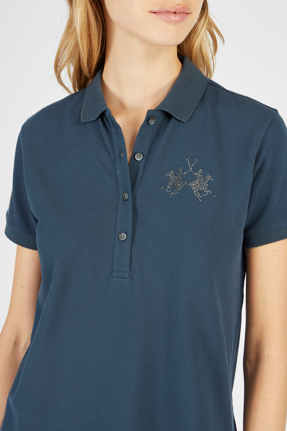 Jet Set short-sleeved polo shirt in cotton pique-stretch regular fit - Gifts under €150 for her | La Martina - Official Online Shop