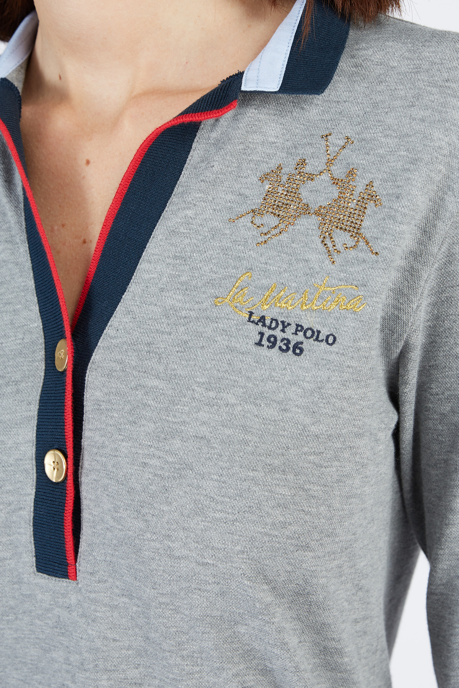 Women’s regular fit stretch cotton long sleeve polo shirt - Polo Shirts | La Martina - Official Online Shop