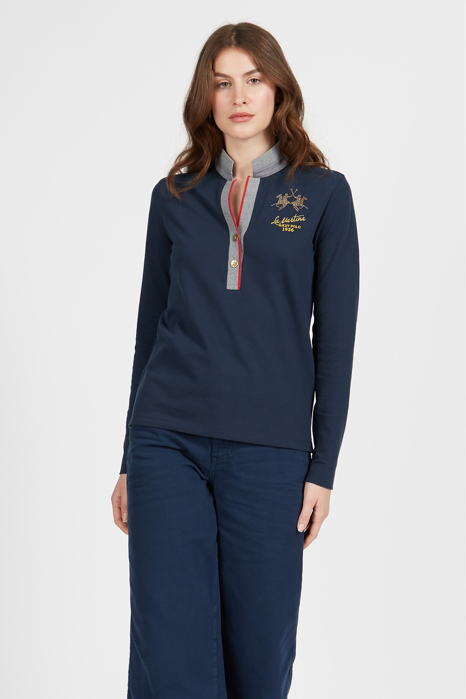 Damen Langarmshirt aus regular fit elastischer Baumwolle - Sportlich-schicke Kleidung | La Martina - Official Online Shop