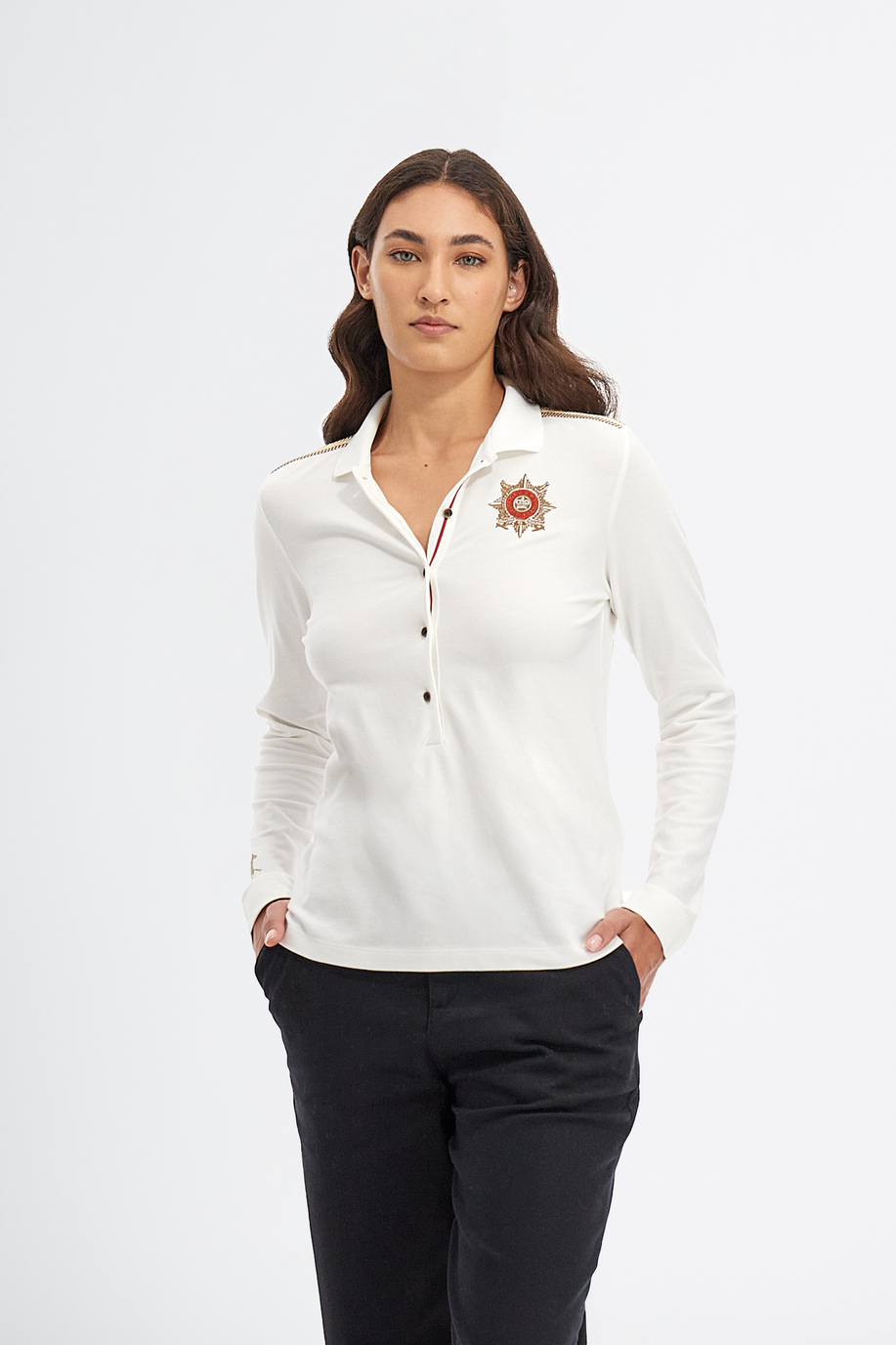 Women’s Polo Guards Long Sleeves Cotton Piqué Stretch - Sporty chic wear | La Martina - Official Online Shop