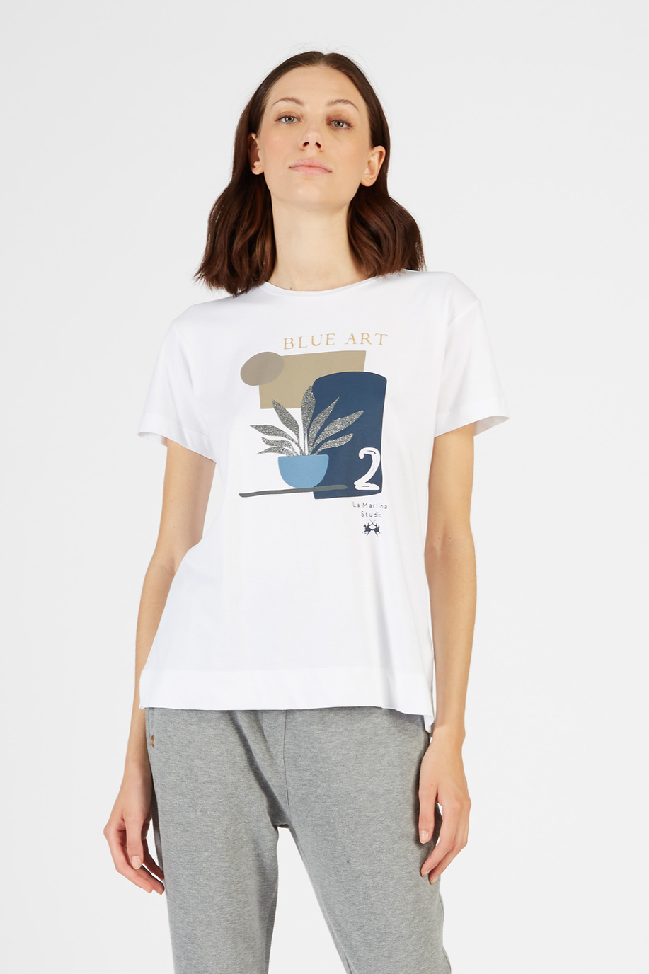 T-Shirt aus Baumwolle mit Aufdruck - Travel wear Frauen | La Martina - Official Online Shop