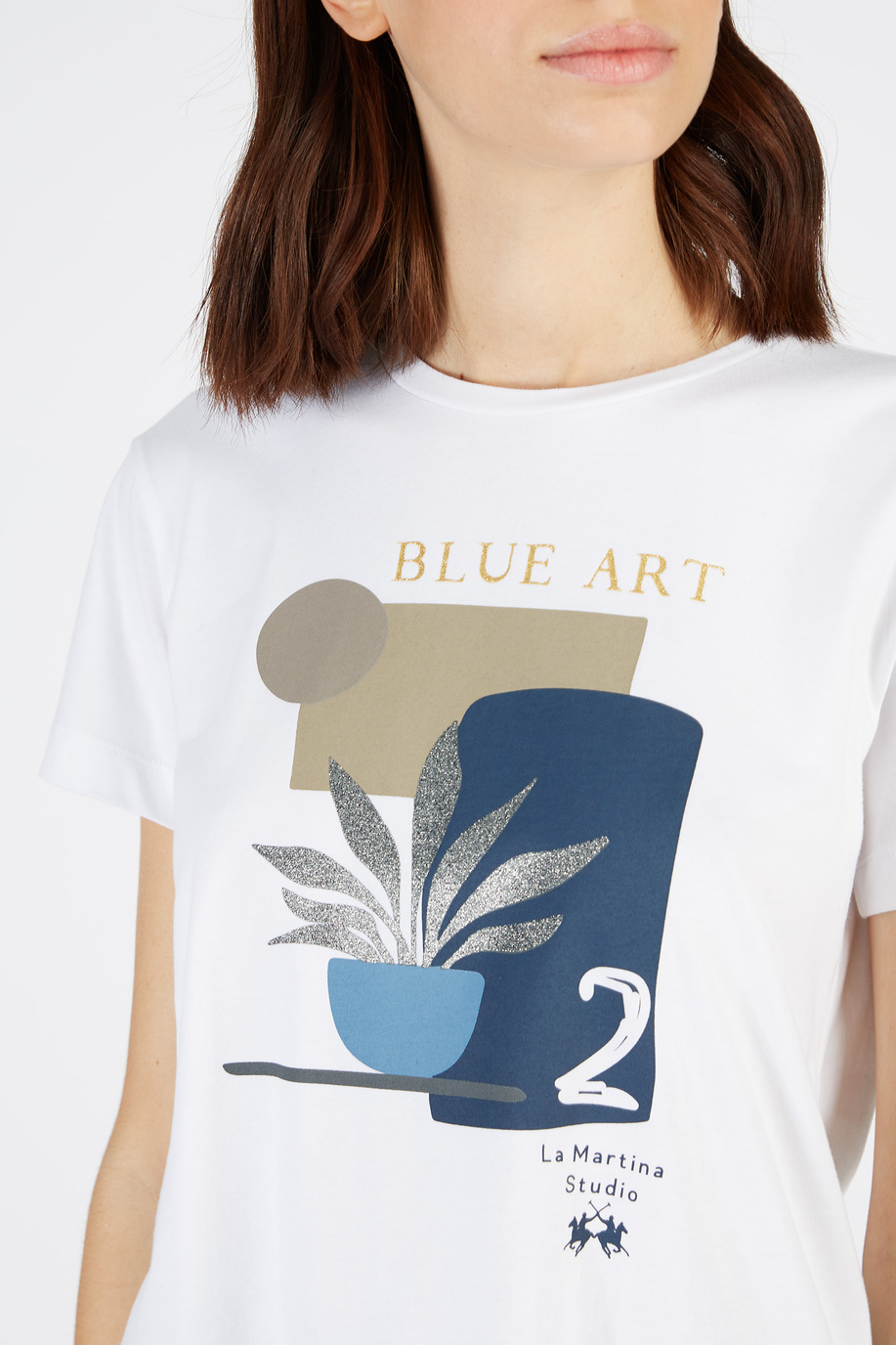 T-shirt en coton imprimé coupe régulière - Cadeaux de moins de CHF 85 pour elle | La Martina - Official Online Shop