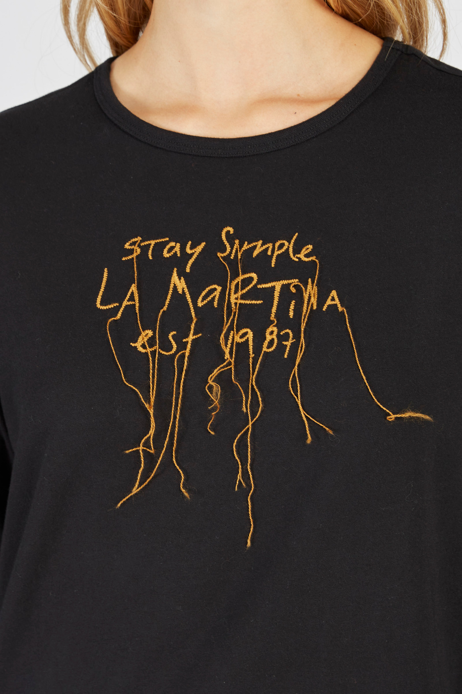 Damen-T-Shirt aus Baumwolle mit Rundhalsausschnitt und langen Ärmeln - Timeless | La Martina - Official Online Shop