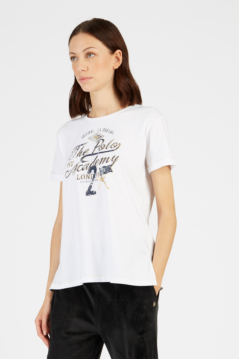 T-shirt en coton avec imprimé coupe classique - Chemises | La Martina - Official Online Shop