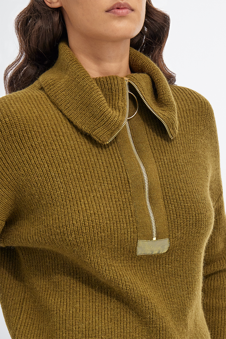 Maglia tricot donna collo alto in alpaca regular fit con zip - Maglie | La Martina - Official Online Shop