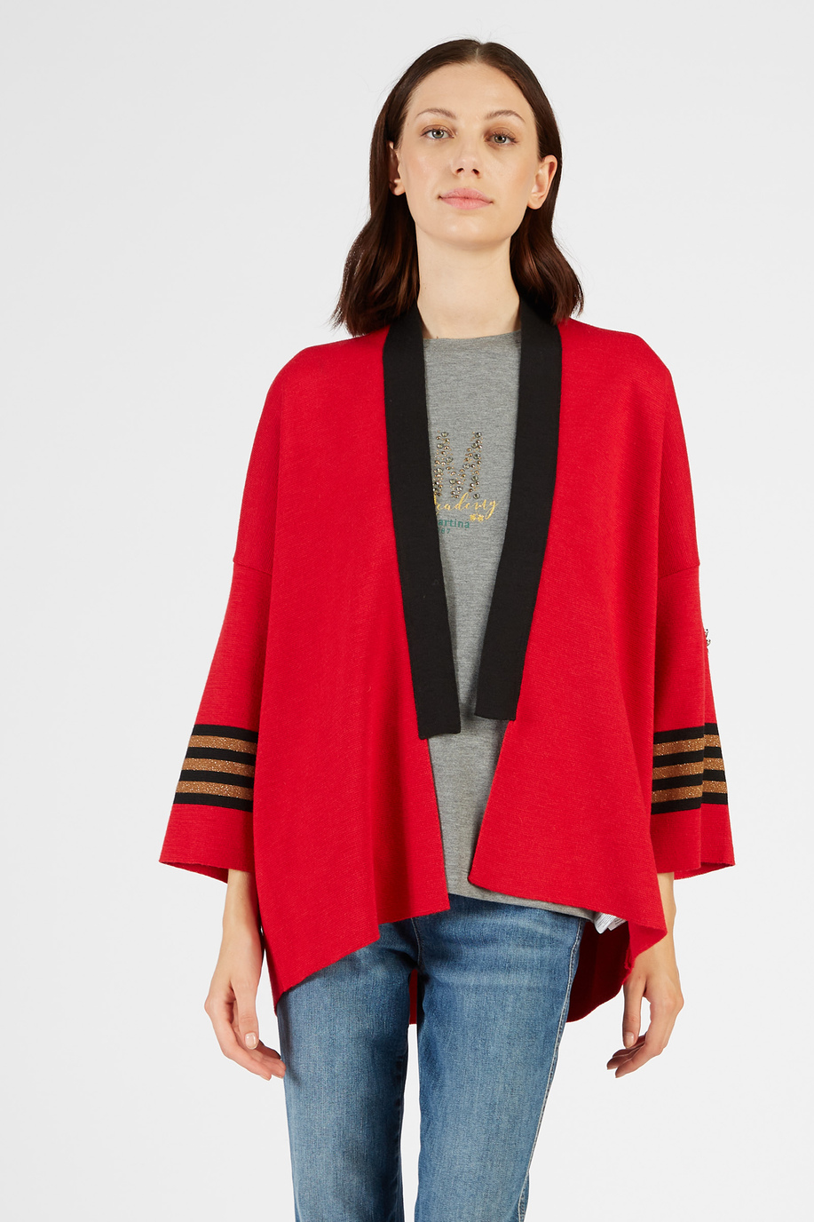 Woman kimono in merino wool blend, regular fit - Sweatshirts | La Martina - Official Online Shop