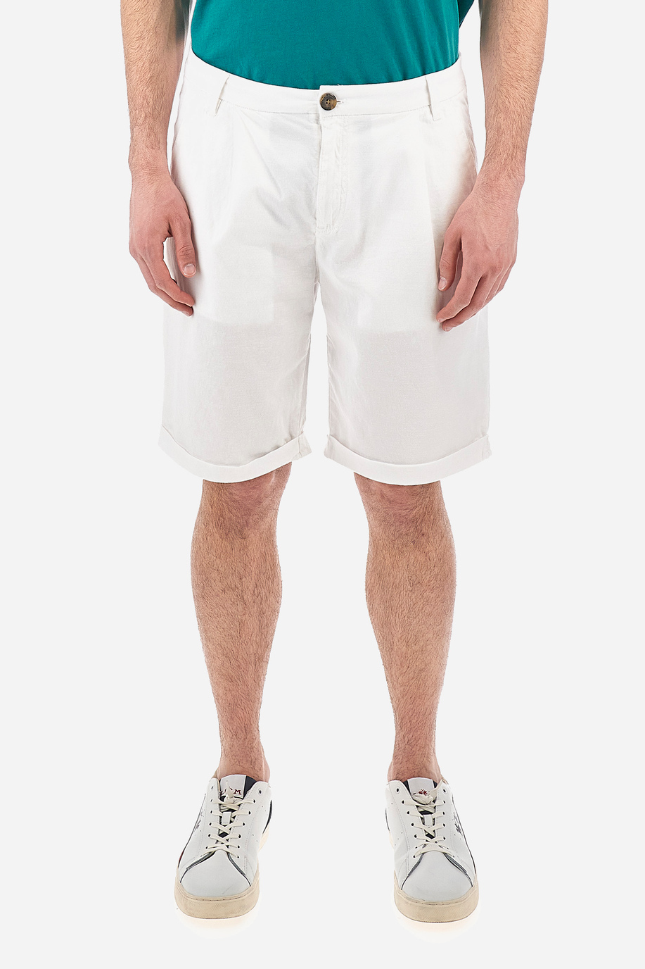 Man bermuda shorts in linen and cotton regular fit  -  Vics | La Martina - Official Online Shop