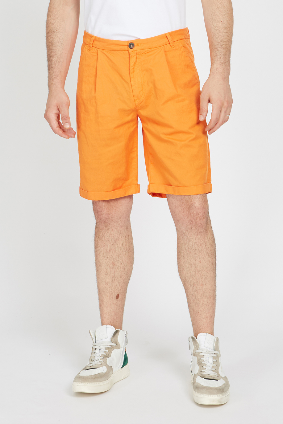 Man bermuda shorts in linen and cotton regular fit  -  Vics - Bermuda Shorts | La Martina - Official Online Shop