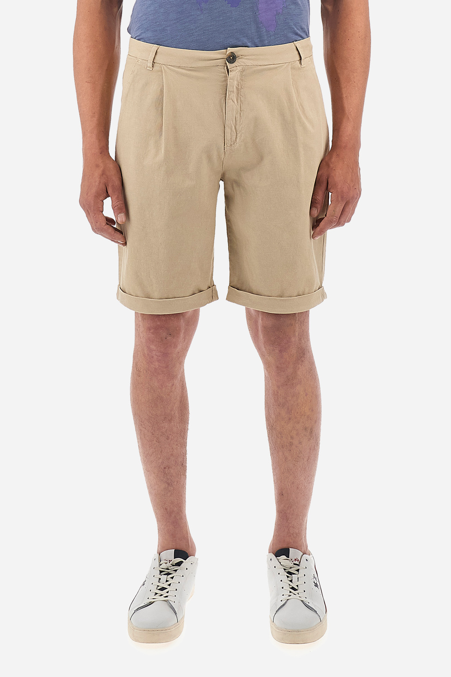 Man bermuda shorts in linen and cotton regular fit  -  Vics - Summer Linen | La Martina - Official Online Shop