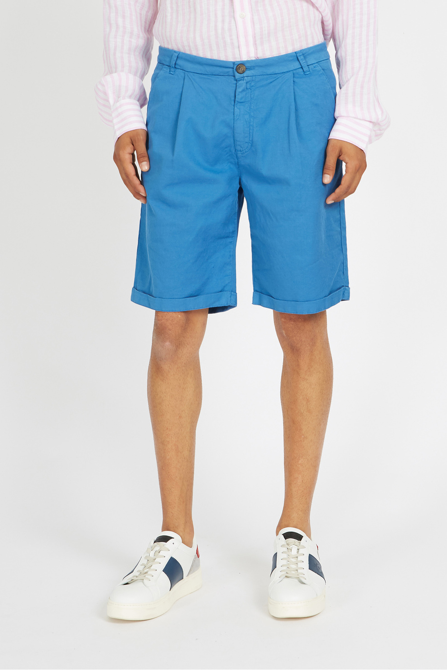 Man bermuda shorts in linen and cotton regular fit  -  Vics - Summer Linen | La Martina - Official Online Shop