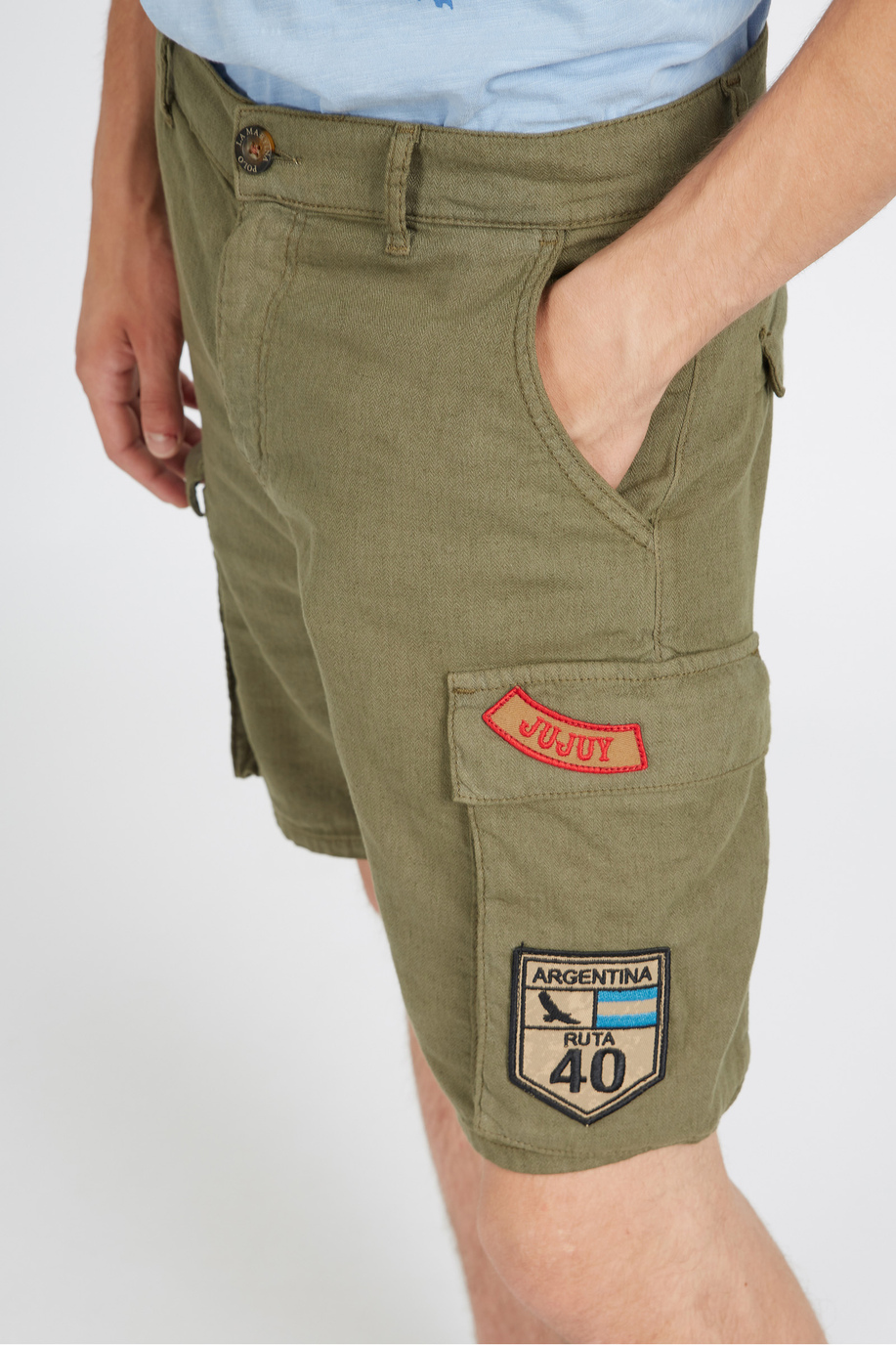 Man bermuda shorts cargo in linen and cotton regular fit  -  Varesh - Bermuda Shorts | La Martina - Official Online Shop