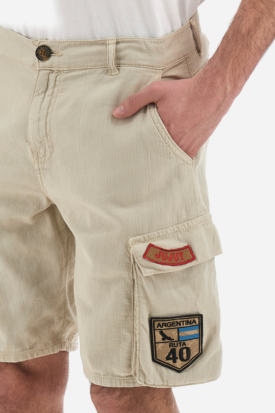 Man bermuda shorts cargo in linen and cotton regular fit  -  Varesh - Bermuda Shorts | La Martina - Official Online Shop