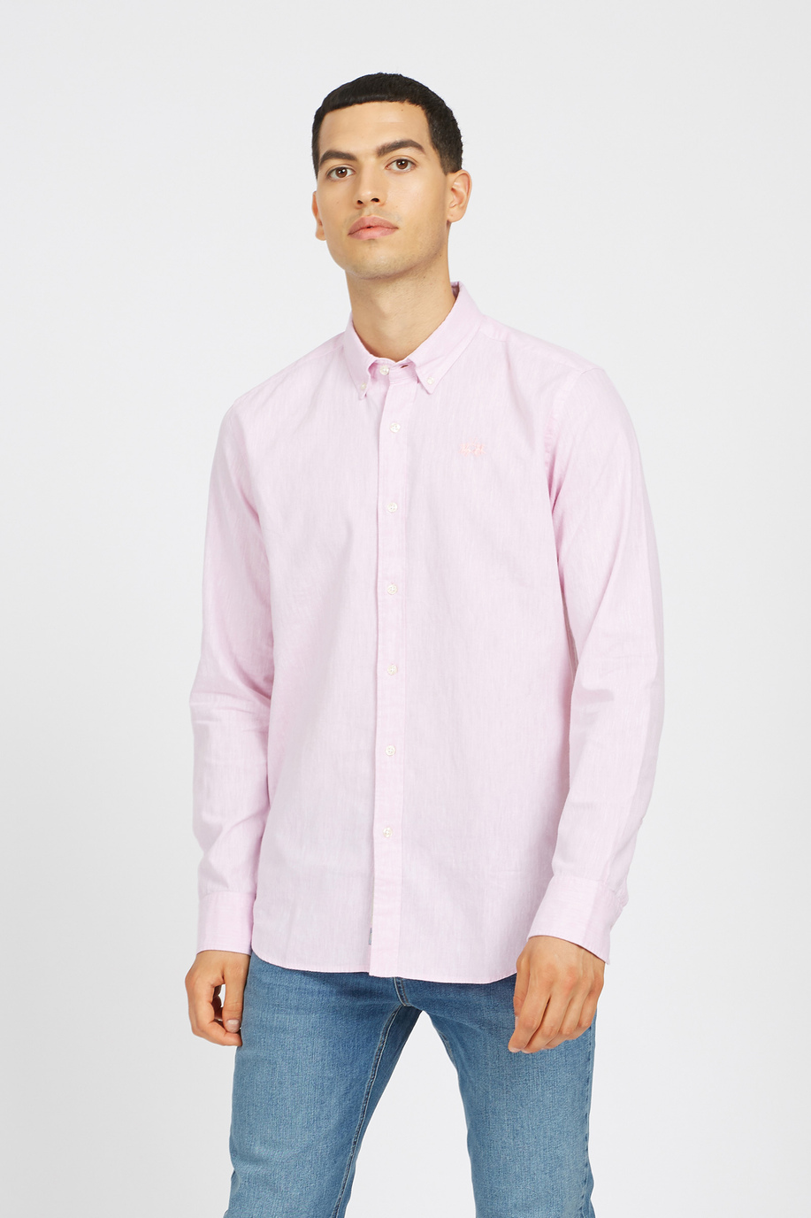 Camicia da uomo a maniche lunghe in lino e cotone regular fit  -  Alvin - Essential | La Martina - Official Online Shop