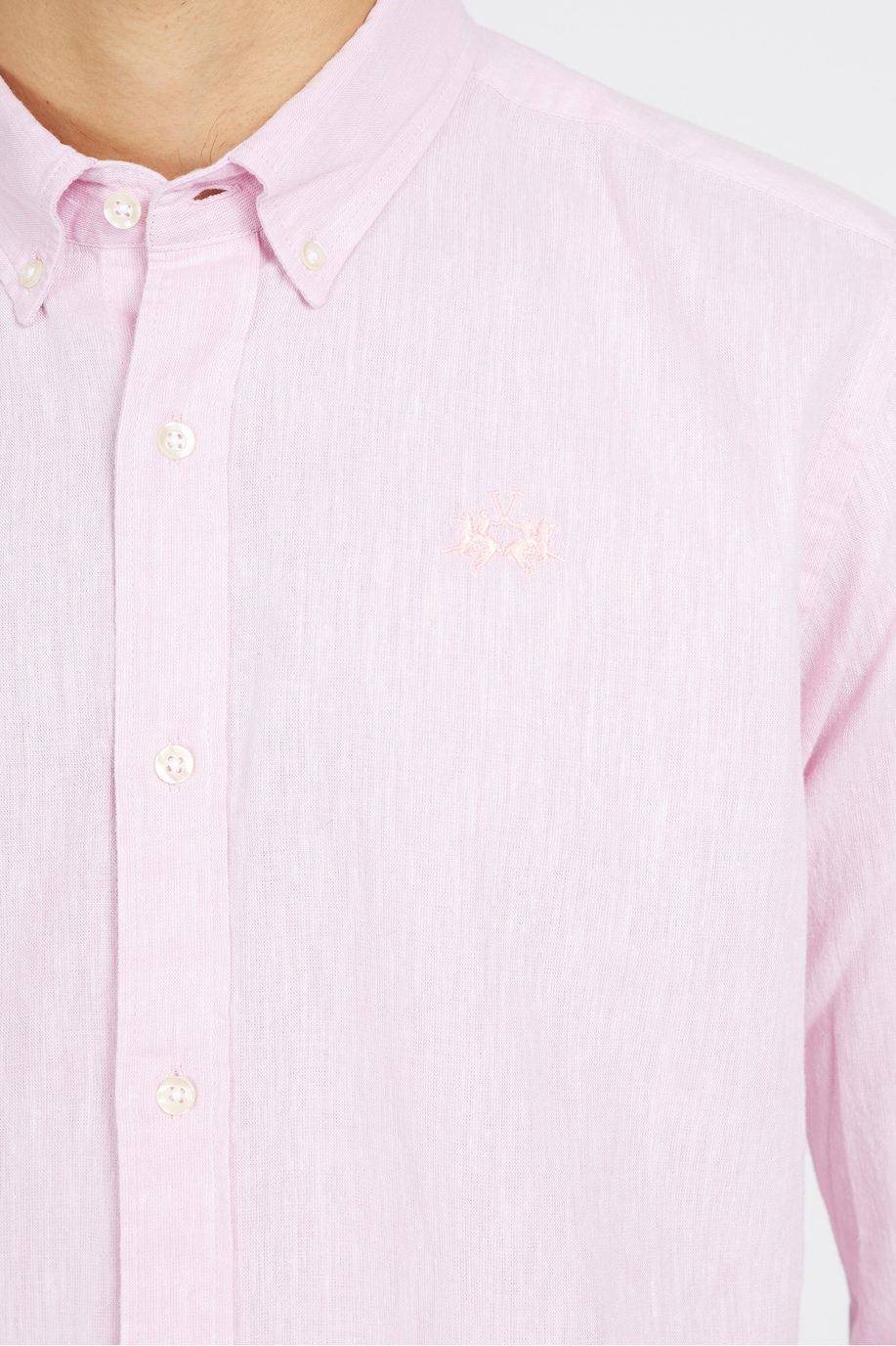Long-sleeves man shirt in cotton-blend linen regular fit  -  Alvin - Essential | La Martina - Official Online Shop
