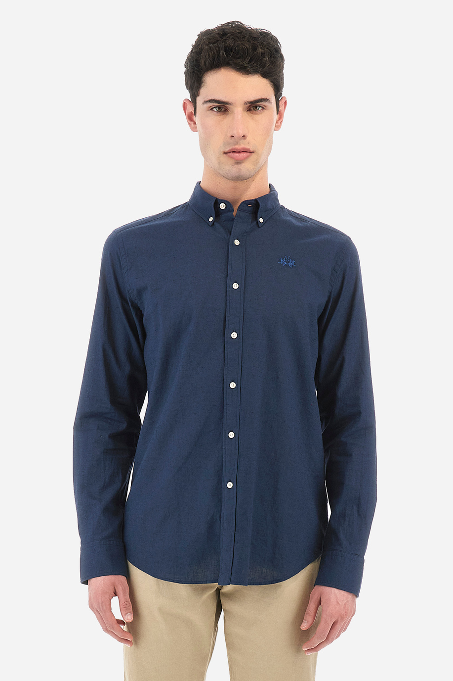 Long-sleeves man shirt in cotton-blend linen regular fit  -  Alvin - Men | La Martina - Official Online Shop