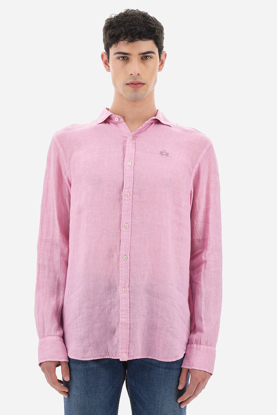 Men shirt long-sleeved 100% linen regular fit  -  Russel - Summer Linen | La Martina - Official Online Shop