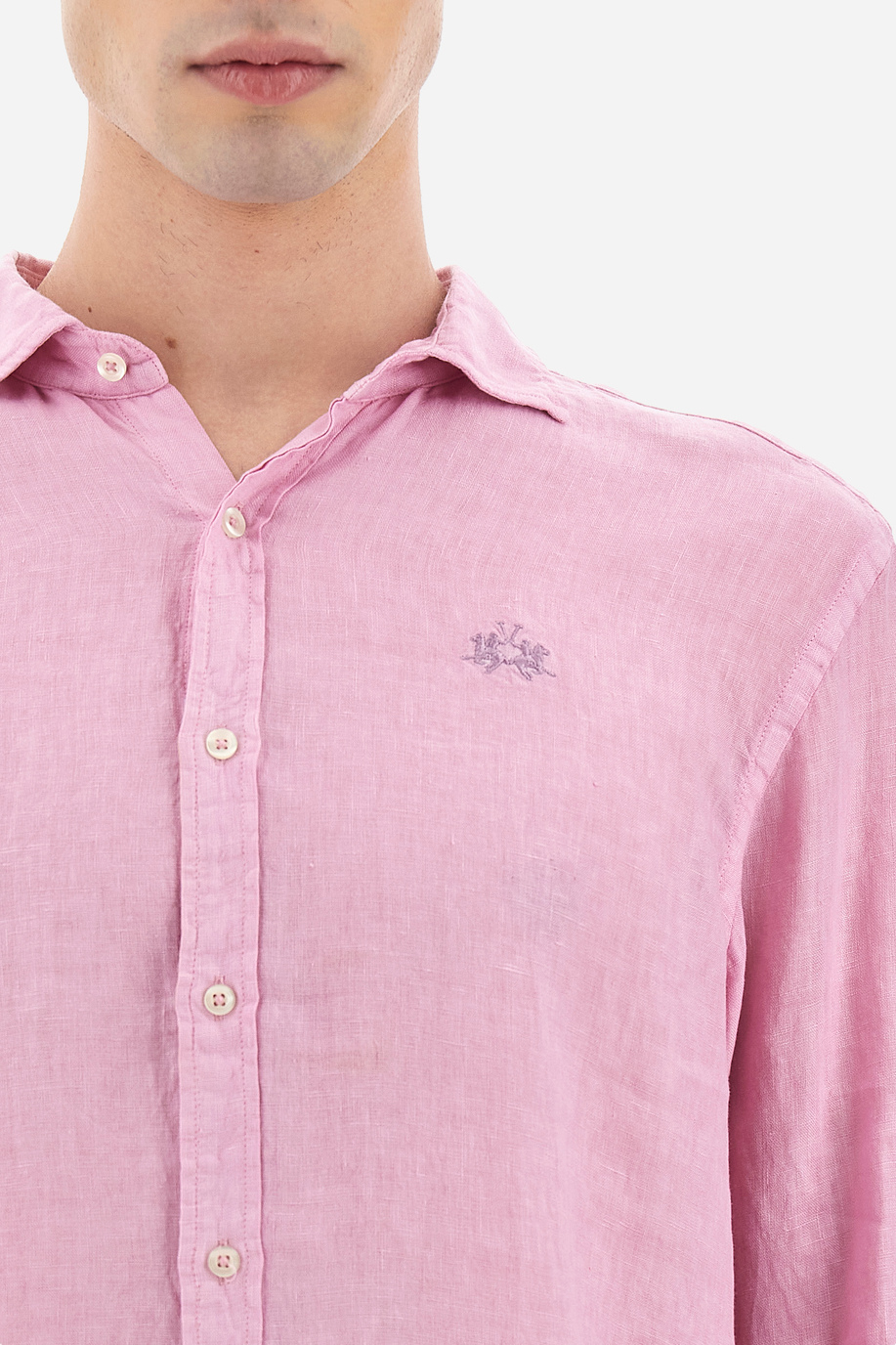Chemise homme à manches longues 100% lin regular fit  -  Russel - Chemises | La Martina - Official Online Shop