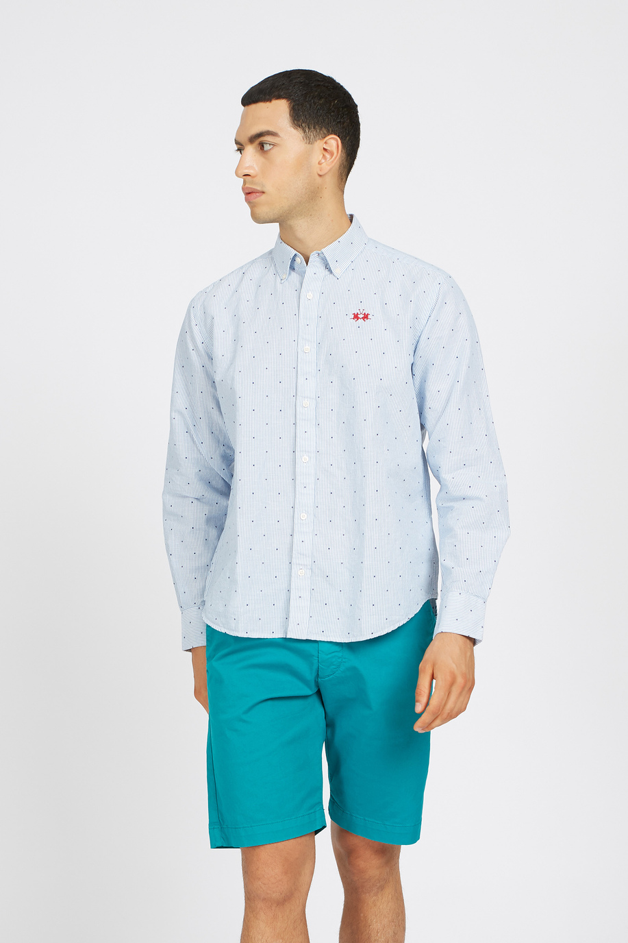 Camicia uomo a maniche lunghe in lino e cotone regular fit - Rodolfo - Camicie | La Martina - Official Online Shop