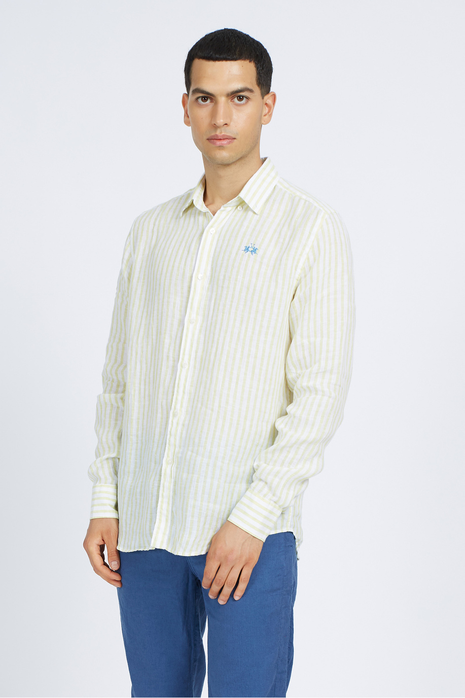 Men's regular fit 100% linen long-sleeved shirt - Rodolfo - Summer Linen | La Martina - Official Online Shop