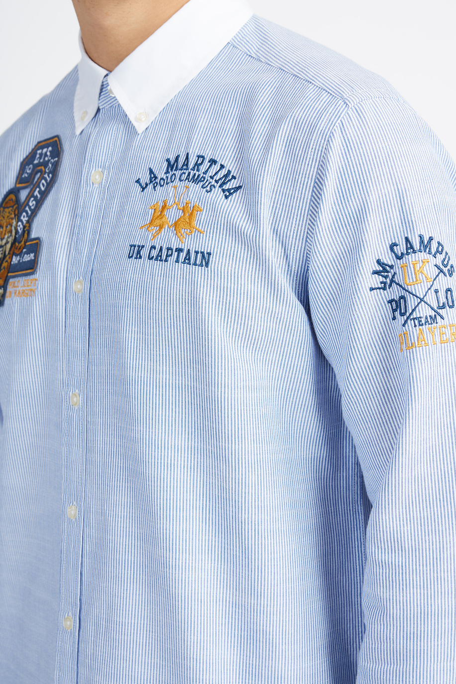 Chemise homme à manches longues capsule Polo Academy avec motif rayé et grand logo - Valari - Shirts | La Martina - Official Online Shop