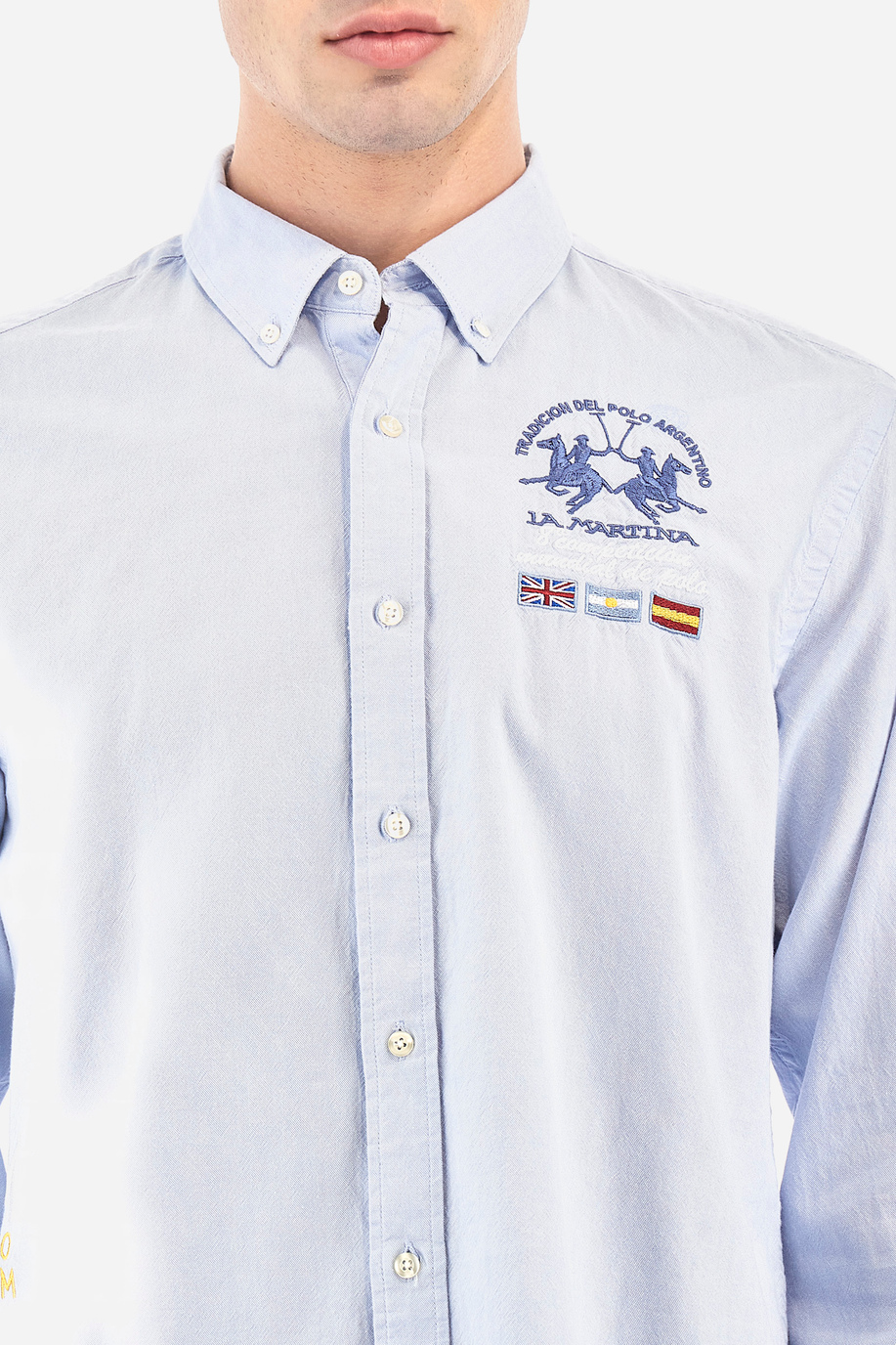 Men's regular fit long-sleeved shirt in cotton - Vilelmo - -40% | step 3 | US | La Martina - Official Online Shop