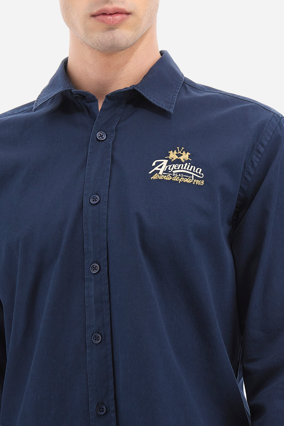 Men's regular fit long-sleeved shirt in cotton - Vivek - Shirts | La Martina - Official Online Shop