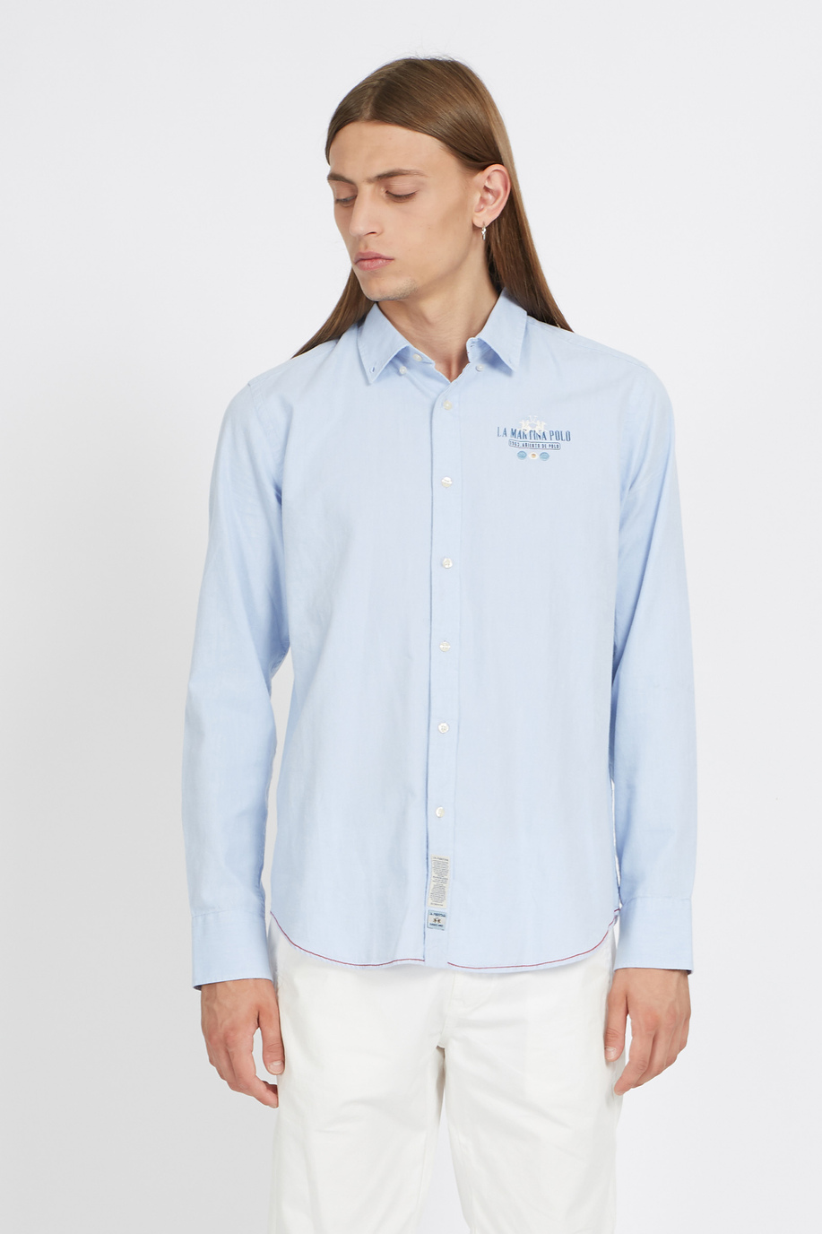 Men's regular fit long-sleeved shirt in cotton - Vladan - Leyendas del Polo | La Martina - Official Online Shop