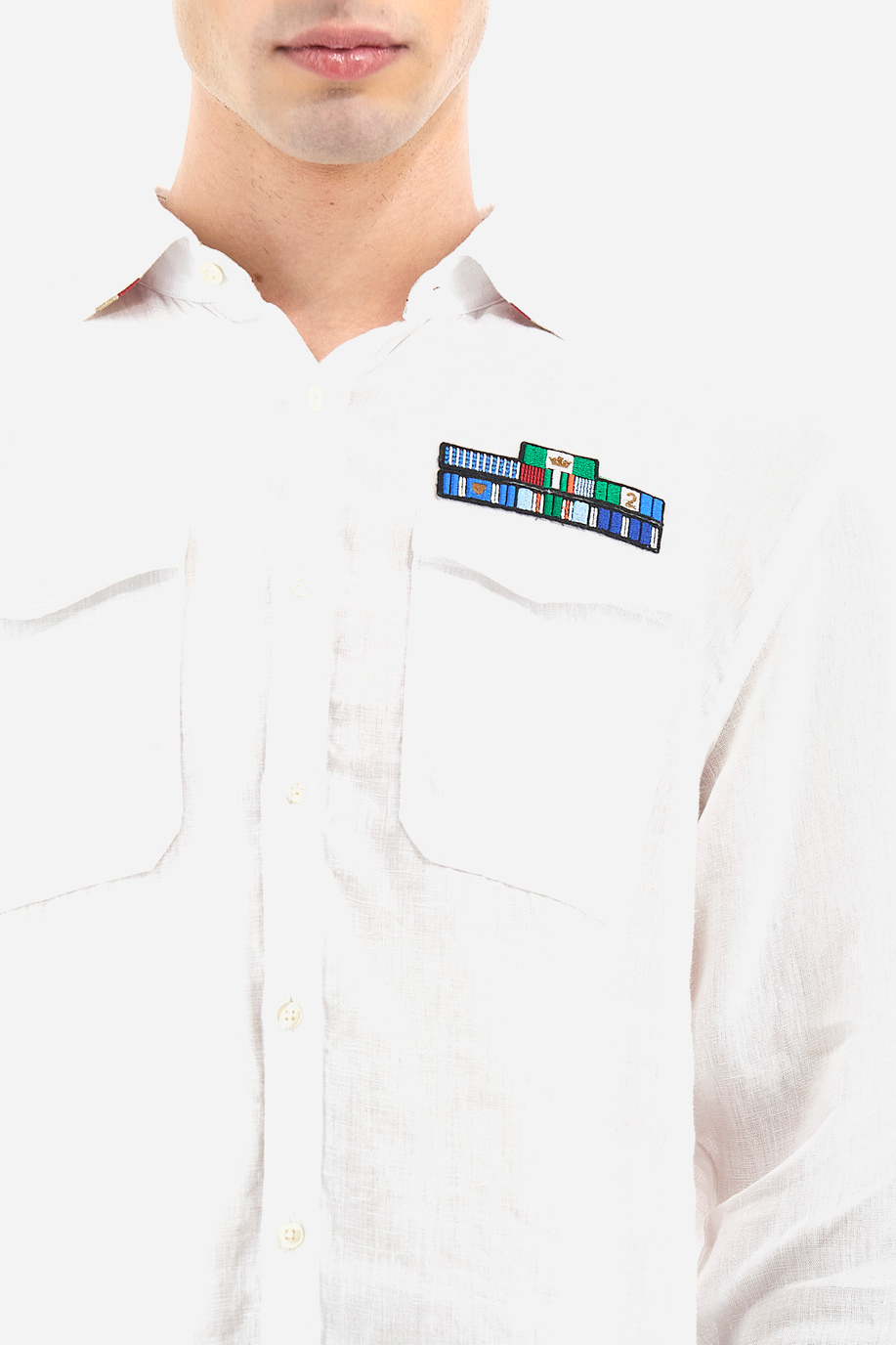 Langärmliges Herrenhemd aus 100 % Leinen in normaler Passform - Viviano - Guards - England | La Martina - Official Online Shop