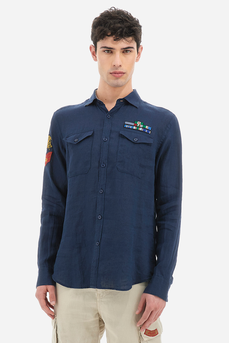 Langärmliges Herrenhemd aus 100 % Leinen in normaler Passform - Viviano - Hemden | La Martina - Official Online Shop