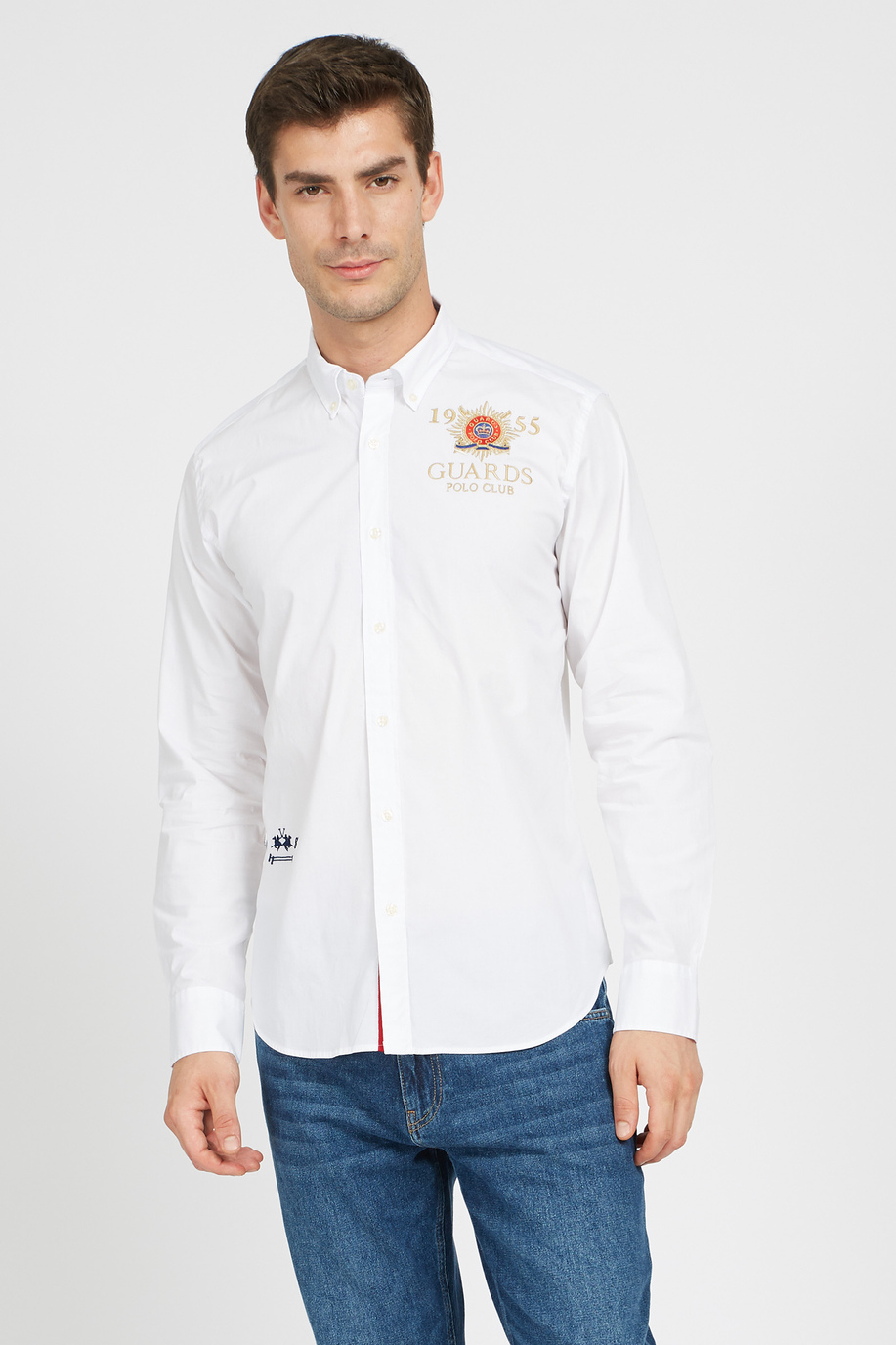 Men's long-sleeved shirt in regular fit stretch cotton - Volker - SALE | La Martina - Official Online Shop