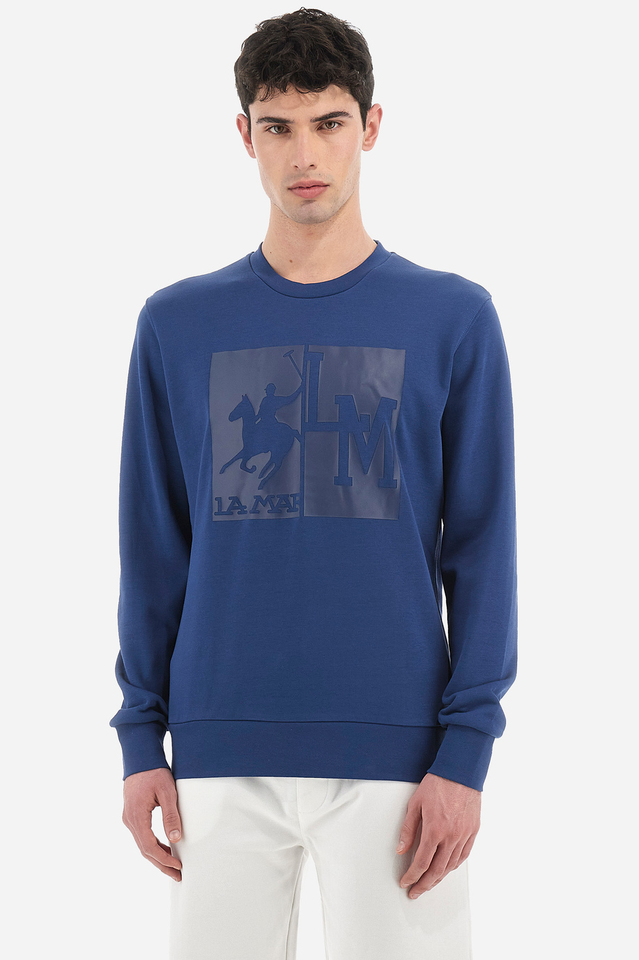 Langarm-Sweatshirt aus Baumwollmischung mit Rundhalsausschnitt in normaler Passform für Herren - Varrick - Herren | La Martina - Official Online Shop