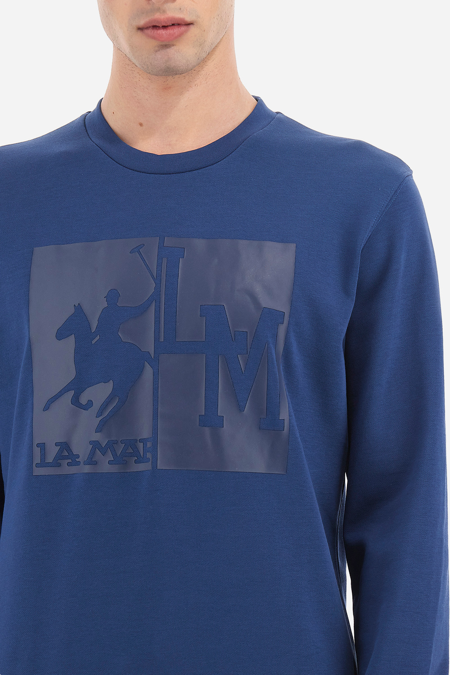 Men's Regular Fit Cotton Blend Crew Neck Long Sleeve Sweatshirt - Varrick - Men | La Martina - Official Online Shop