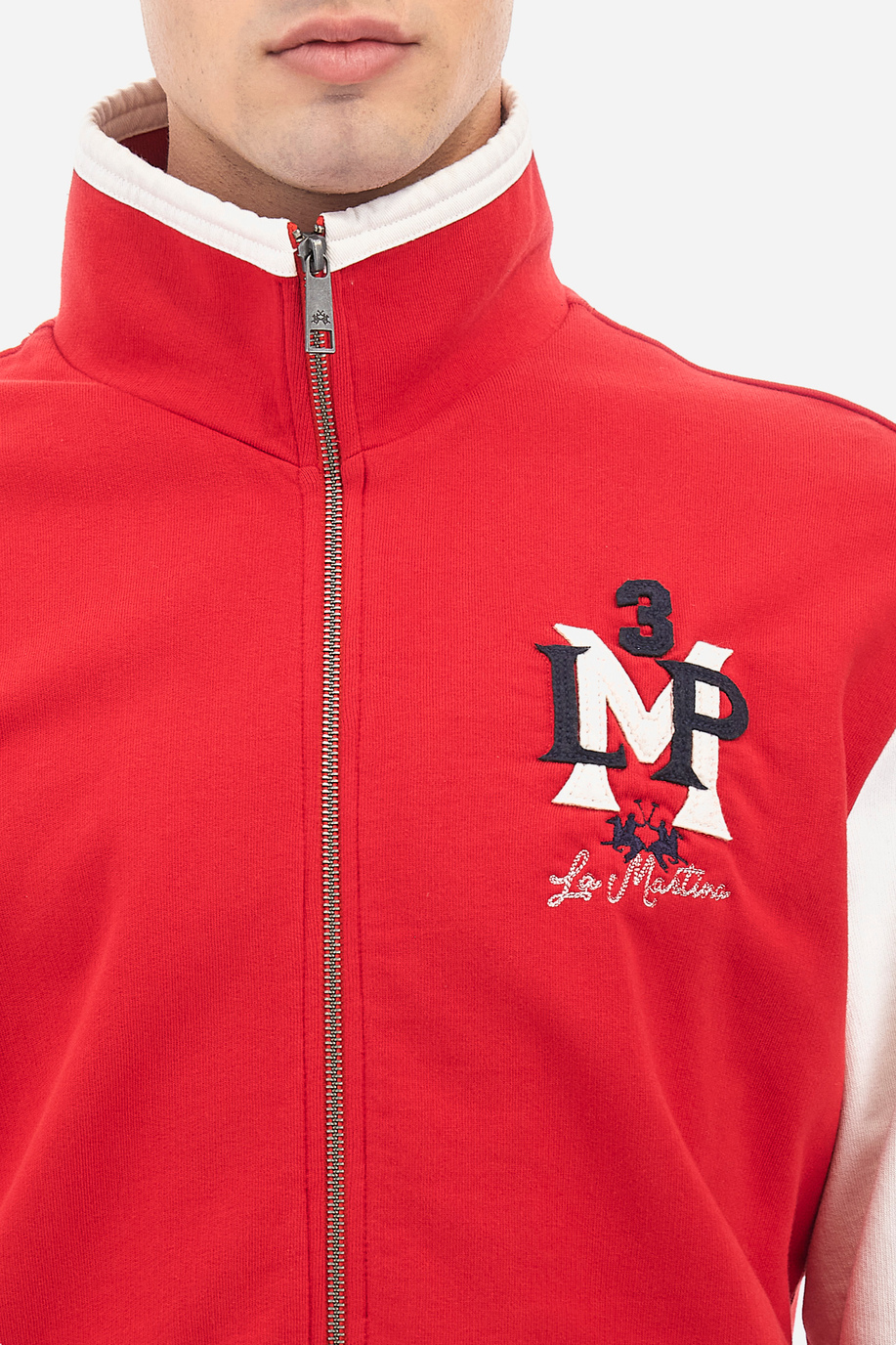 Polo Academy men's full-zip crewneck sweatshirt in color block with large logo - Vandan - Sweatshirts | La Martina - Official Online Shop