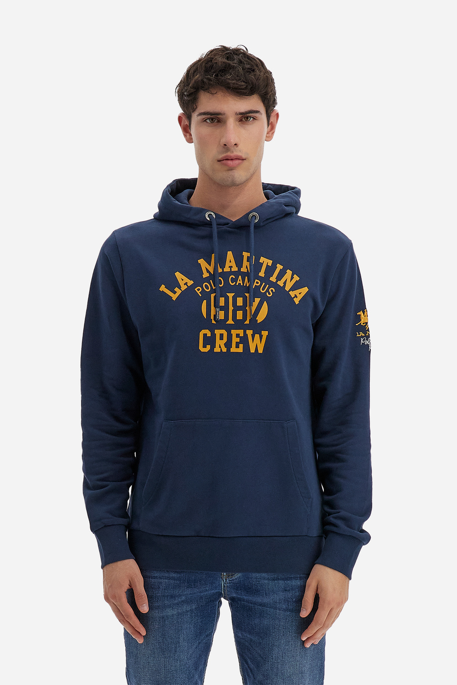 Polo Academy men's full zip hooded sweatshirt in solid color logo on shoulder - Vanek - Polo Academy | La Martina - Official Online Shop
