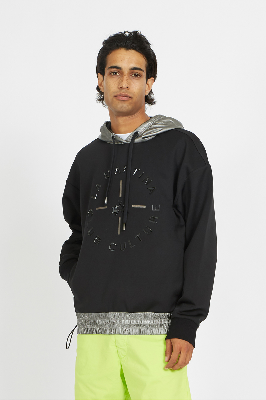 Long-sleeves man fleece with hoodie cotton-mixed over fit  -  Vonnie - Jet Set | La Martina - Official Online Shop