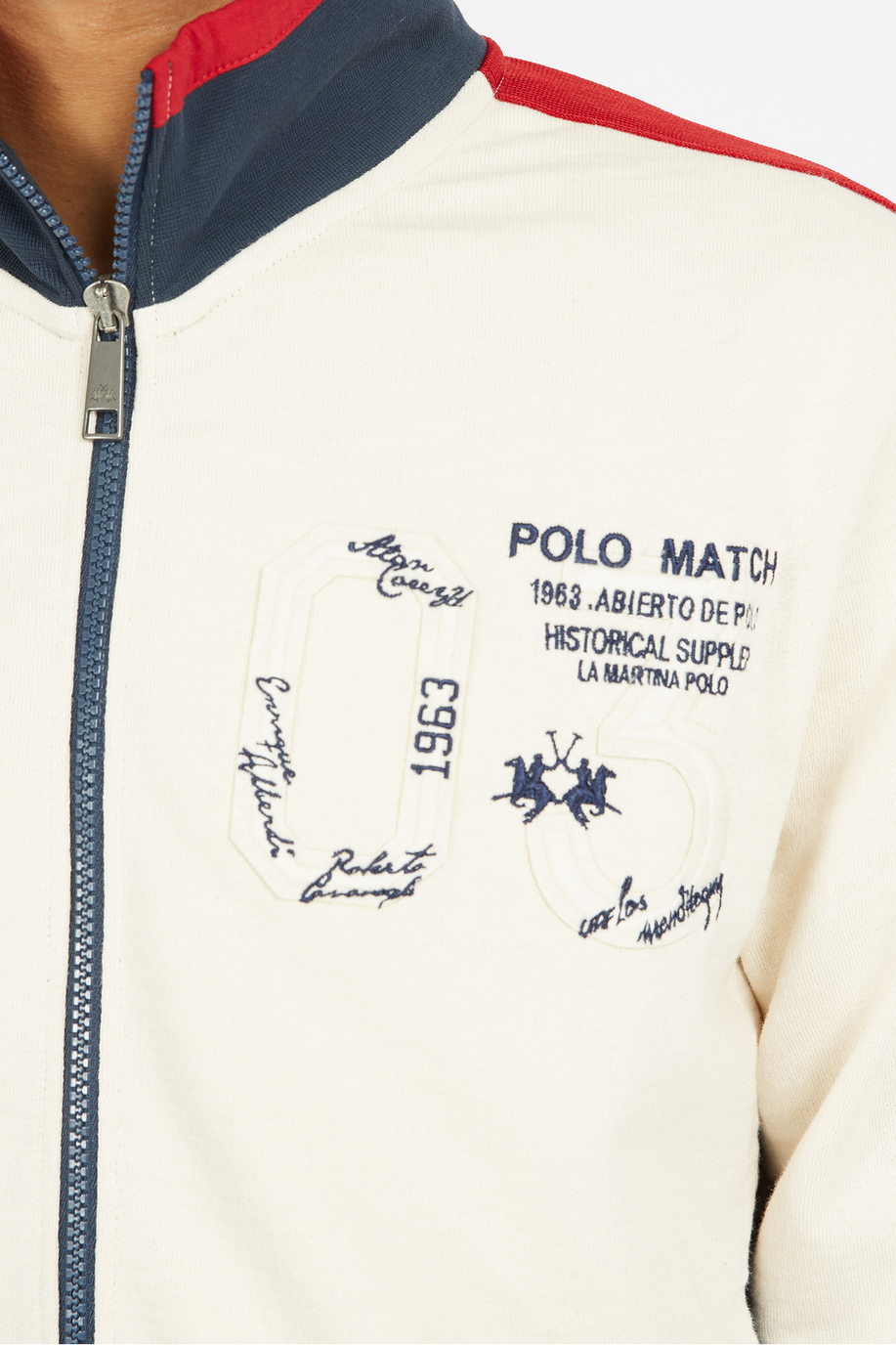 Men's regular fit 100% cotton zip-up long-sleeved sweatshirt - Vaill - Leyendas del Polo | La Martina - Official Online Shop