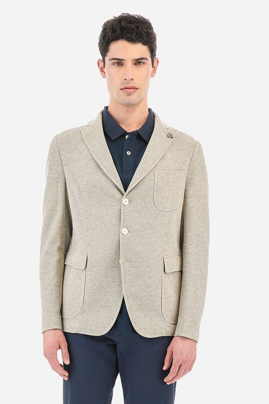 Men's jacket in regular fit cotton blend fabric - Vojin - Spring jackets | La Martina - Official Online Shop
