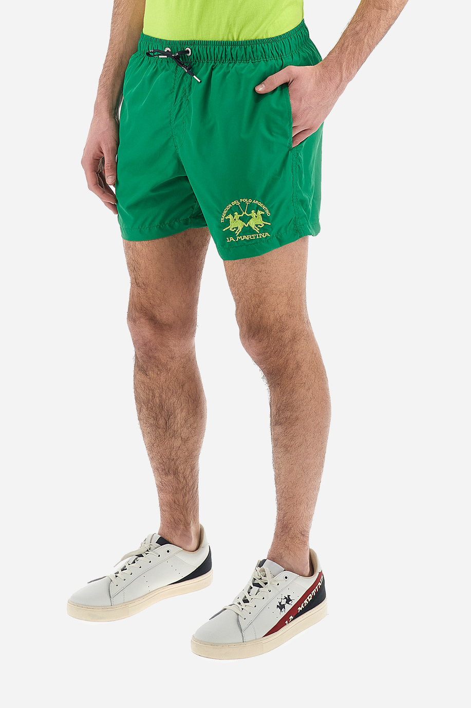 Regular fit men's swim trunks with drawstring waist - Vascotto - Swimwear | La Martina - Official Online Shop