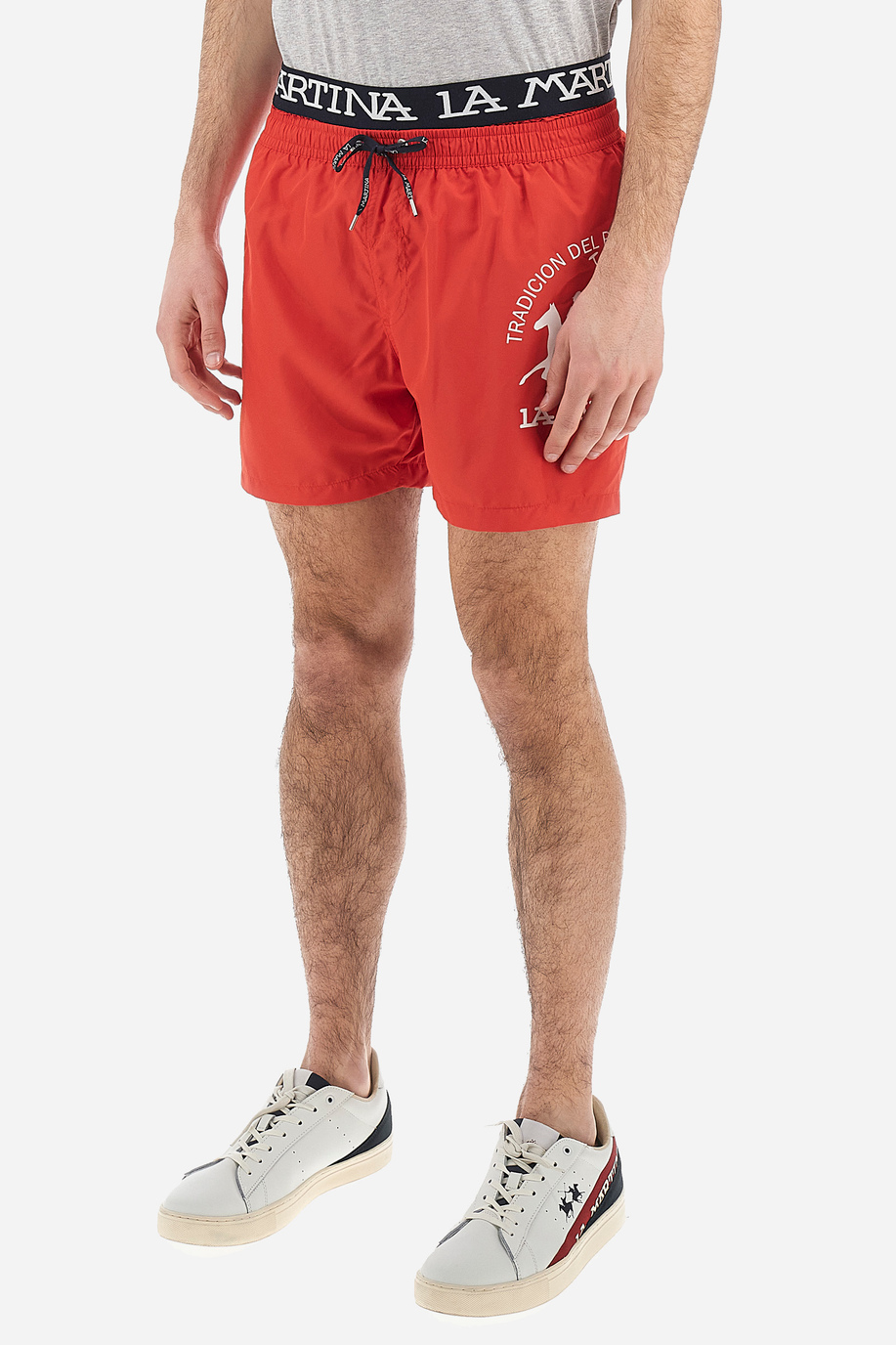 Regular fit men's swim trunks with drawstring waist - Virdis - Swimwear | La Martina - Official Online Shop