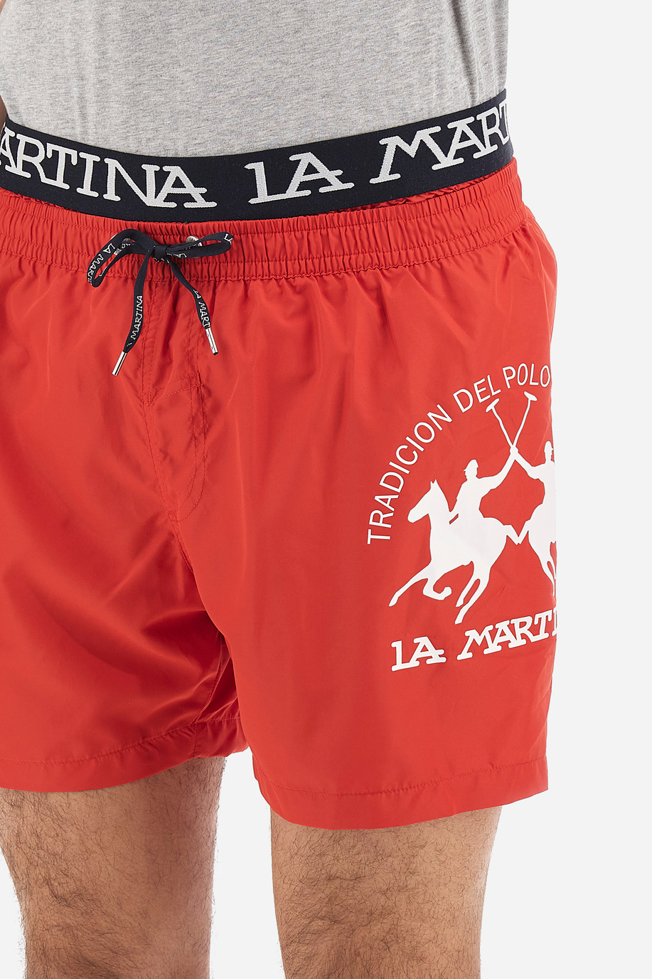 Regular fit men's swim trunks with drawstring waist - Virdis - Swimwear | La Martina - Official Online Shop